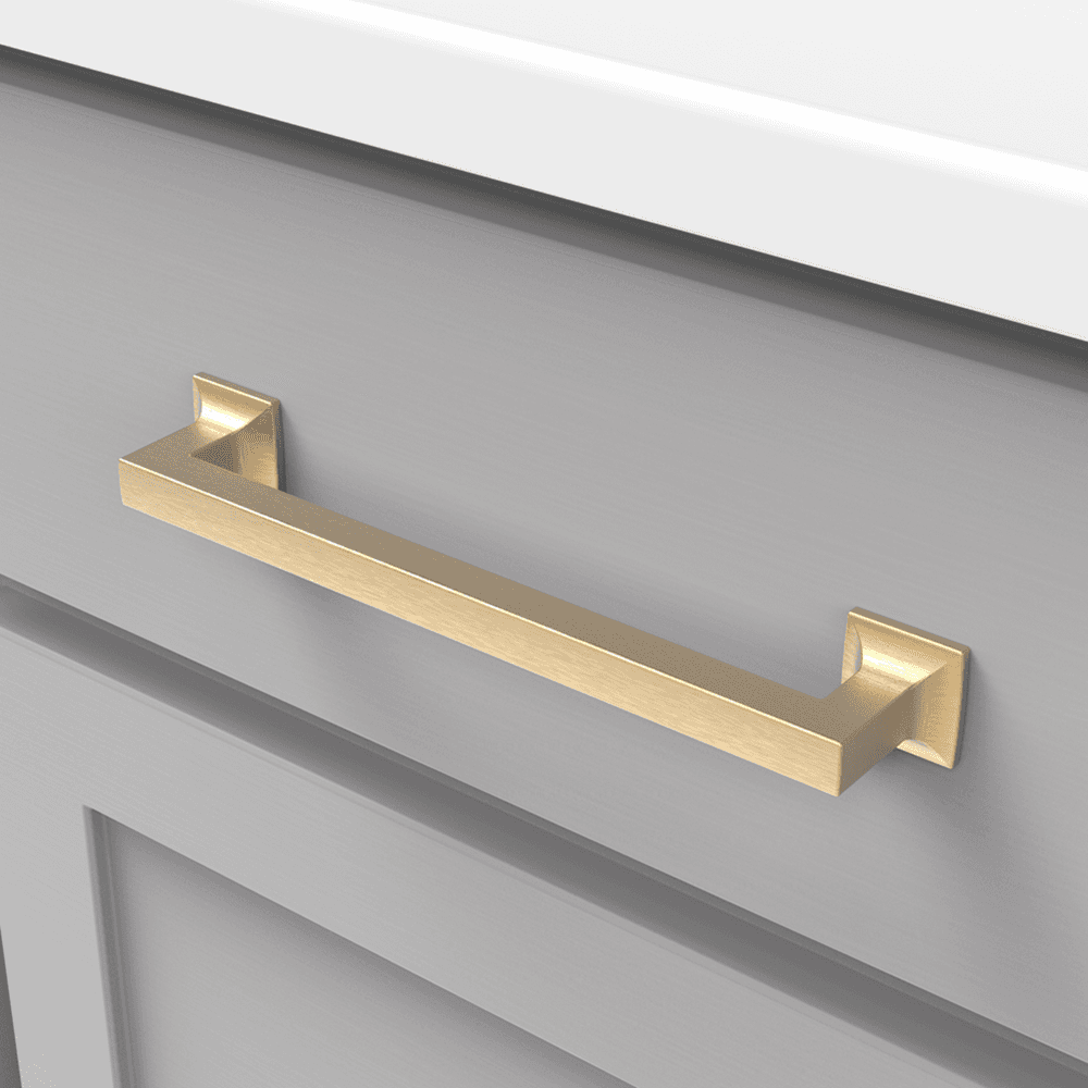7-9/16" Studio Cabinet Pull, Brushed Golden Brass Alt 2 - Image