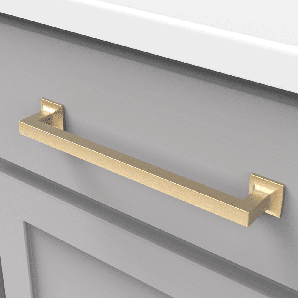 8-13/16" Studio Cabinet Pull, Brushed Golden Brass Alt 2 - Image