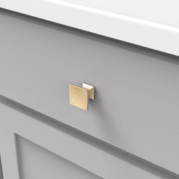 1-1/4" Studio Square Cabinet Knob, Brushed Golden Brass Alt 2 - Image