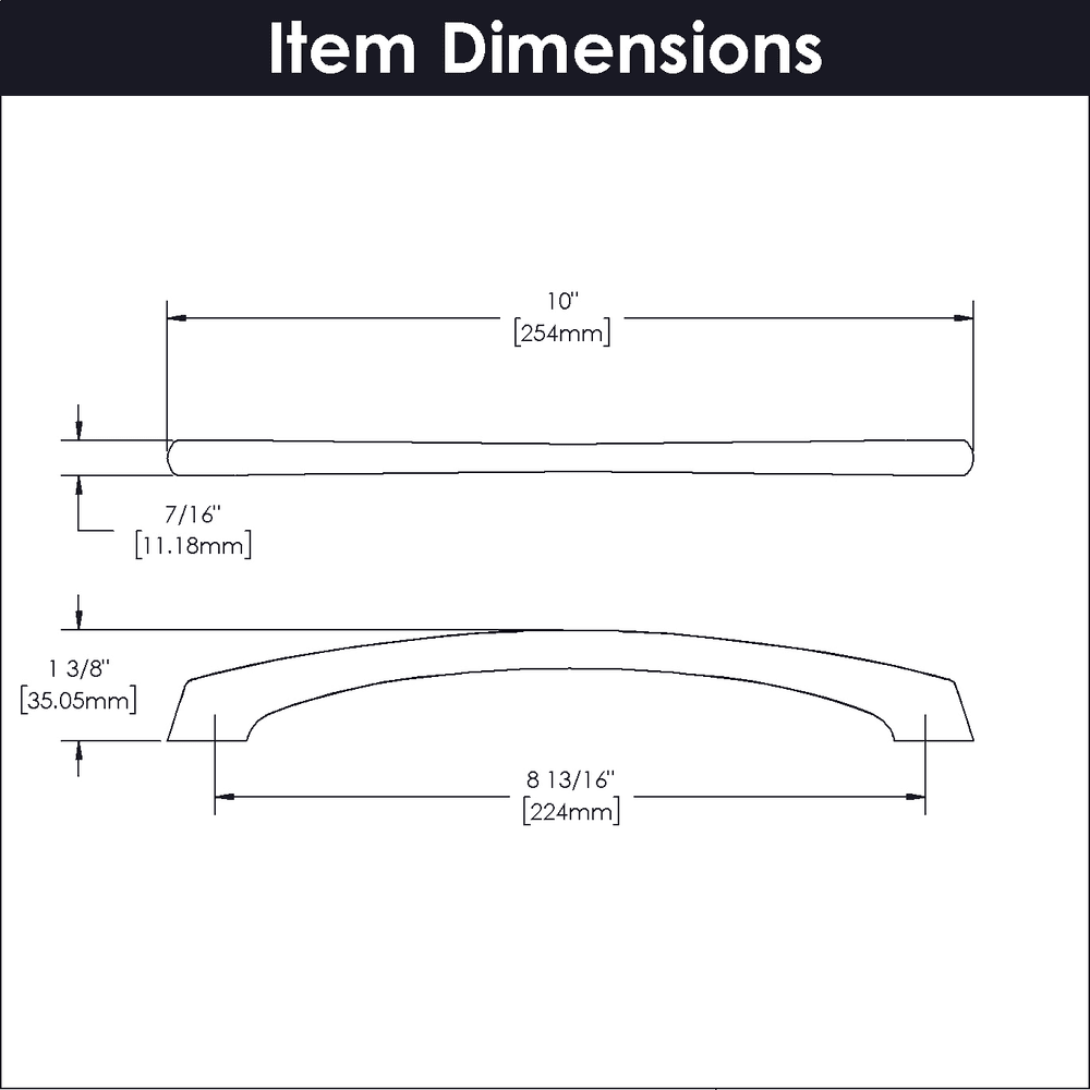 8-13/16" Greenwich Arch Pull, Matte Black (10/Box) Alt 1 - Image