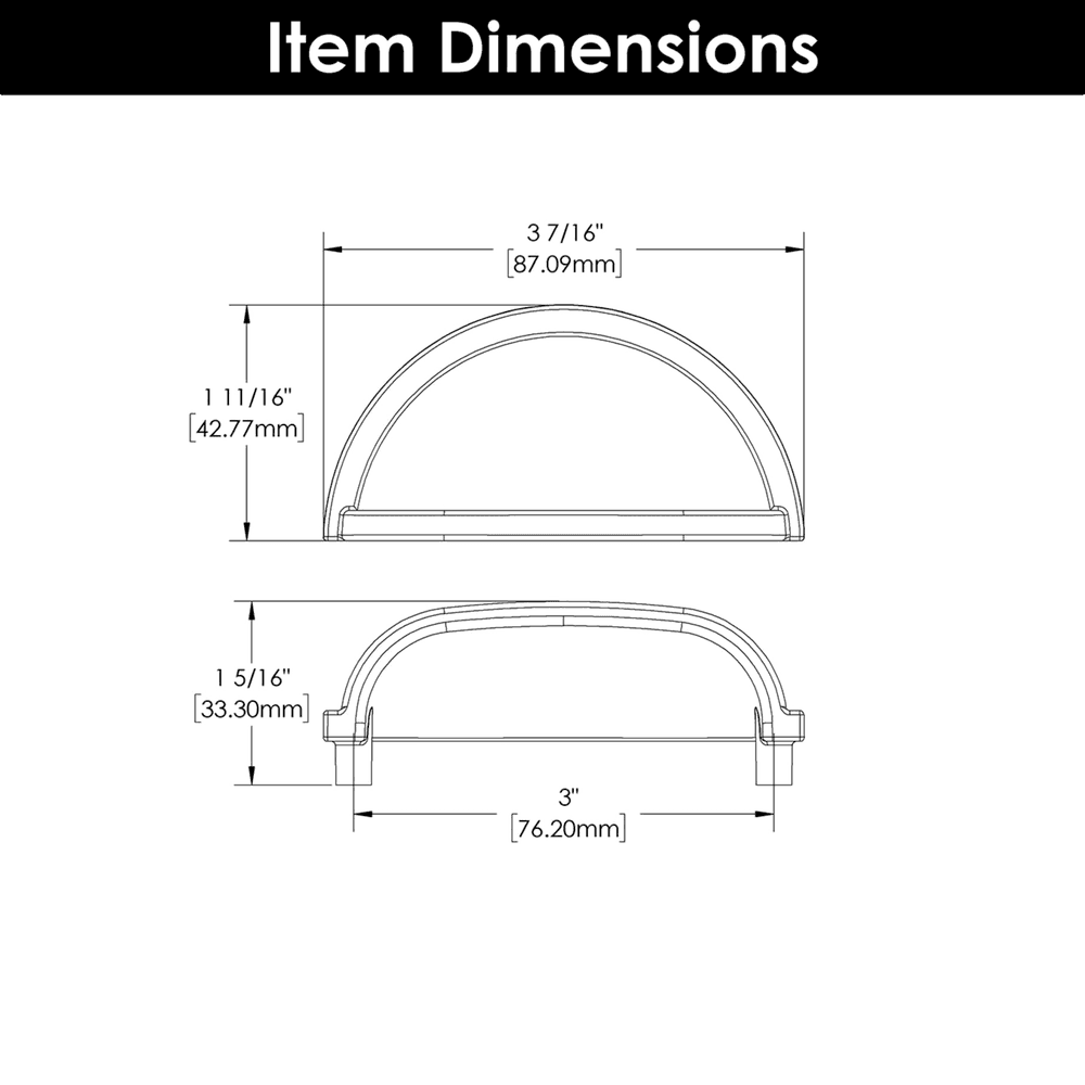 3" Williamsburg Cup Pull, Oil-Rubbed Bronze (5/Box) Alt 5 - Image