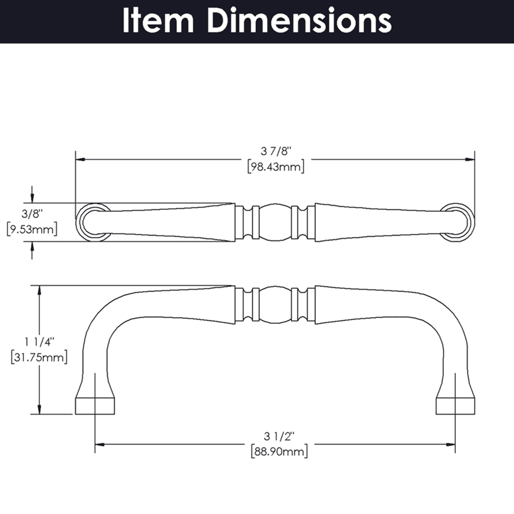 3-1/2" Williamsburg Cabinet Pull, Matte Black Alt 4 - Image