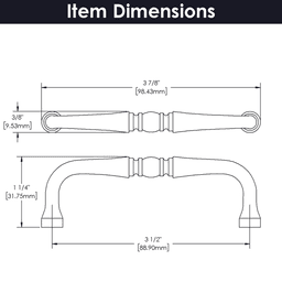 3-1/2" Williamsburg Cabinet Pull, Matte Black Alt 4 - Image