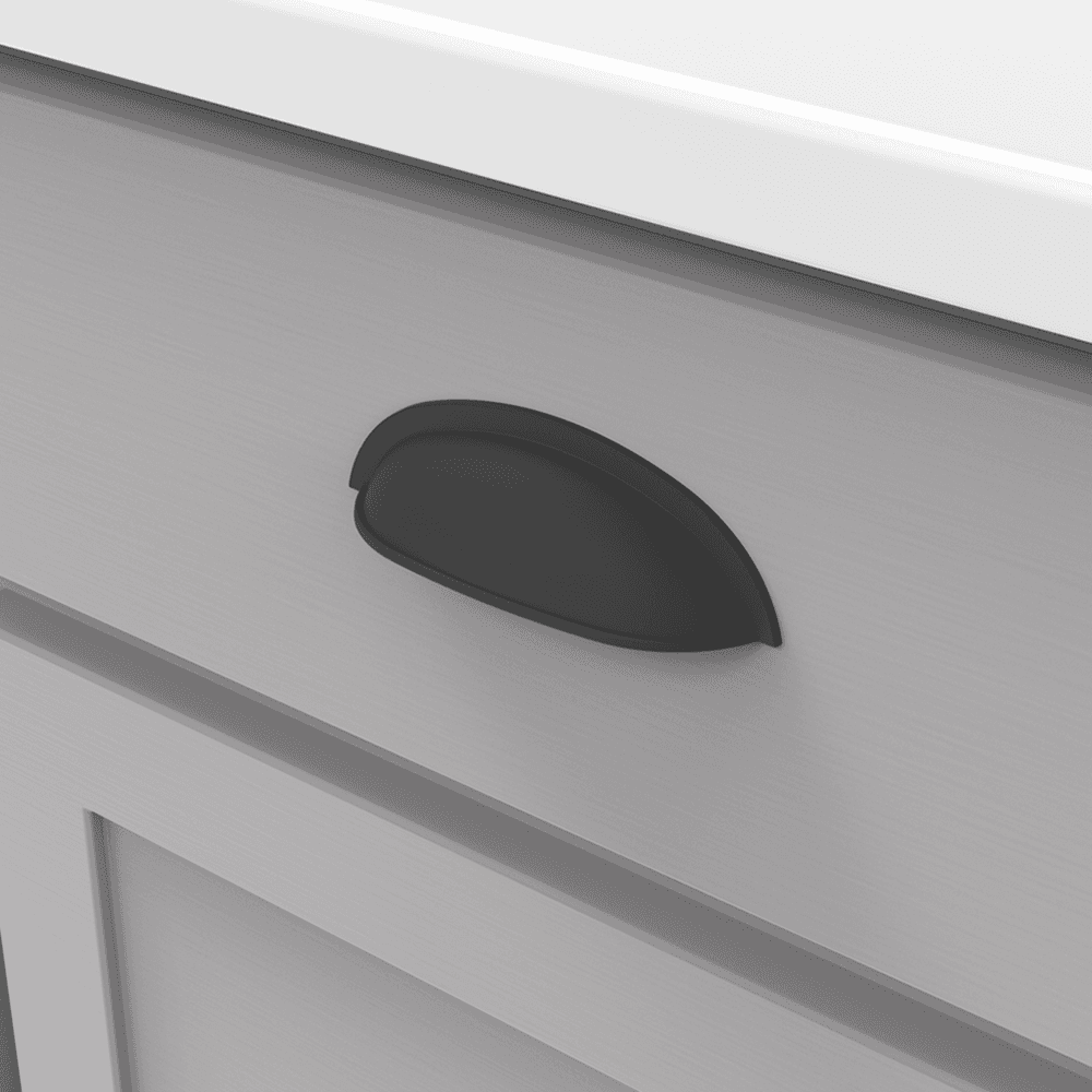 3" Cottage Cup Pull, Matte Black Alt 2 - Image