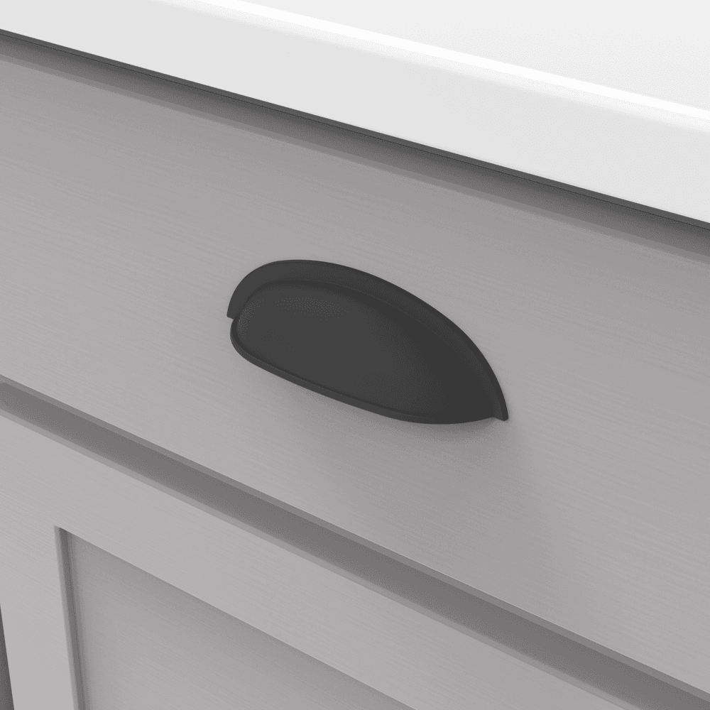 3" Cottage Cup Pull, Matte Black (5/Box) Alt 2 - Image