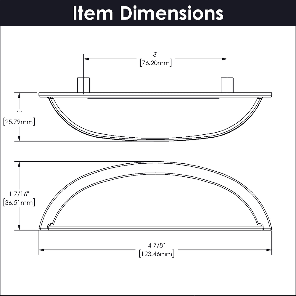 3" Cottage Cup Pull, Satin Nickel (5/Box) Alt 3 - Image
