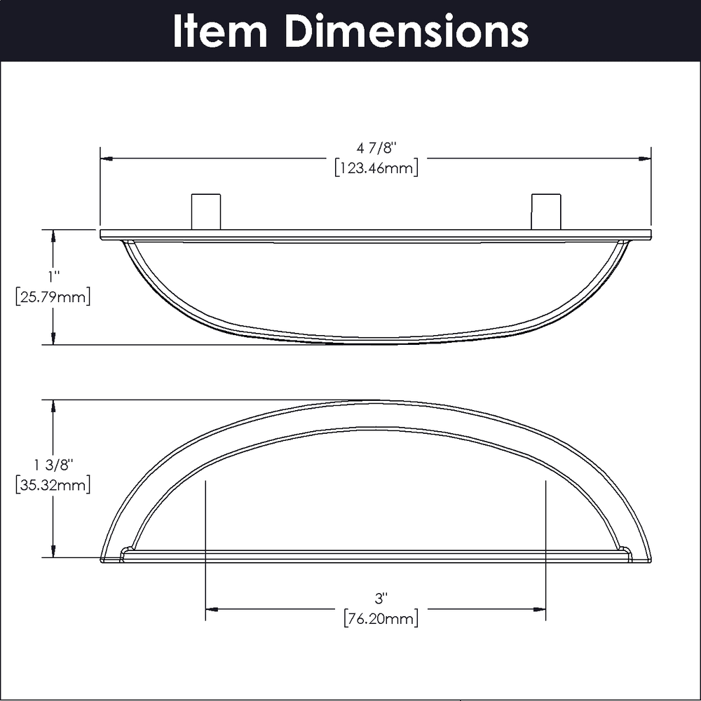3" Cottage Cup Pull, Stainless Steel (10/Box) Alt 3 - Image