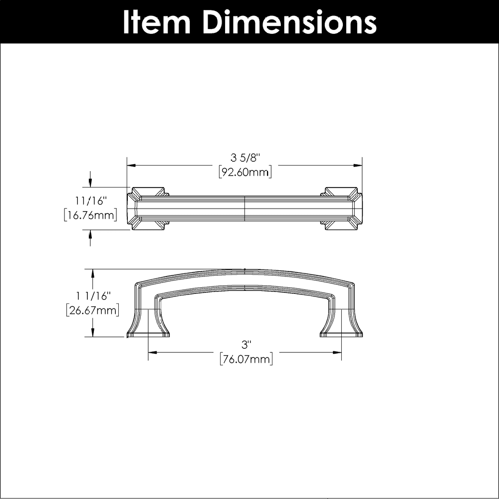 3" Bridges Cabinet Handle Pull, Brushed Golden Brass Alt 3 - Image