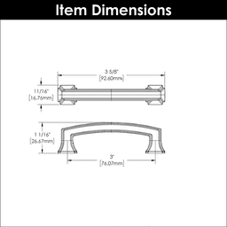 3" Bridges Cabinet Handle Pull, Brushed Golden Brass Alt 3 - Image