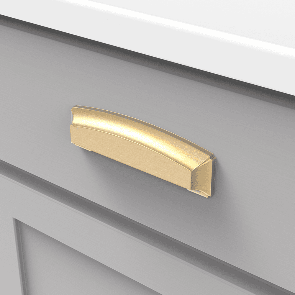 3" Bridges Cup Pull, Brushed Golden Brass (10/Box) Alt 2 - Image