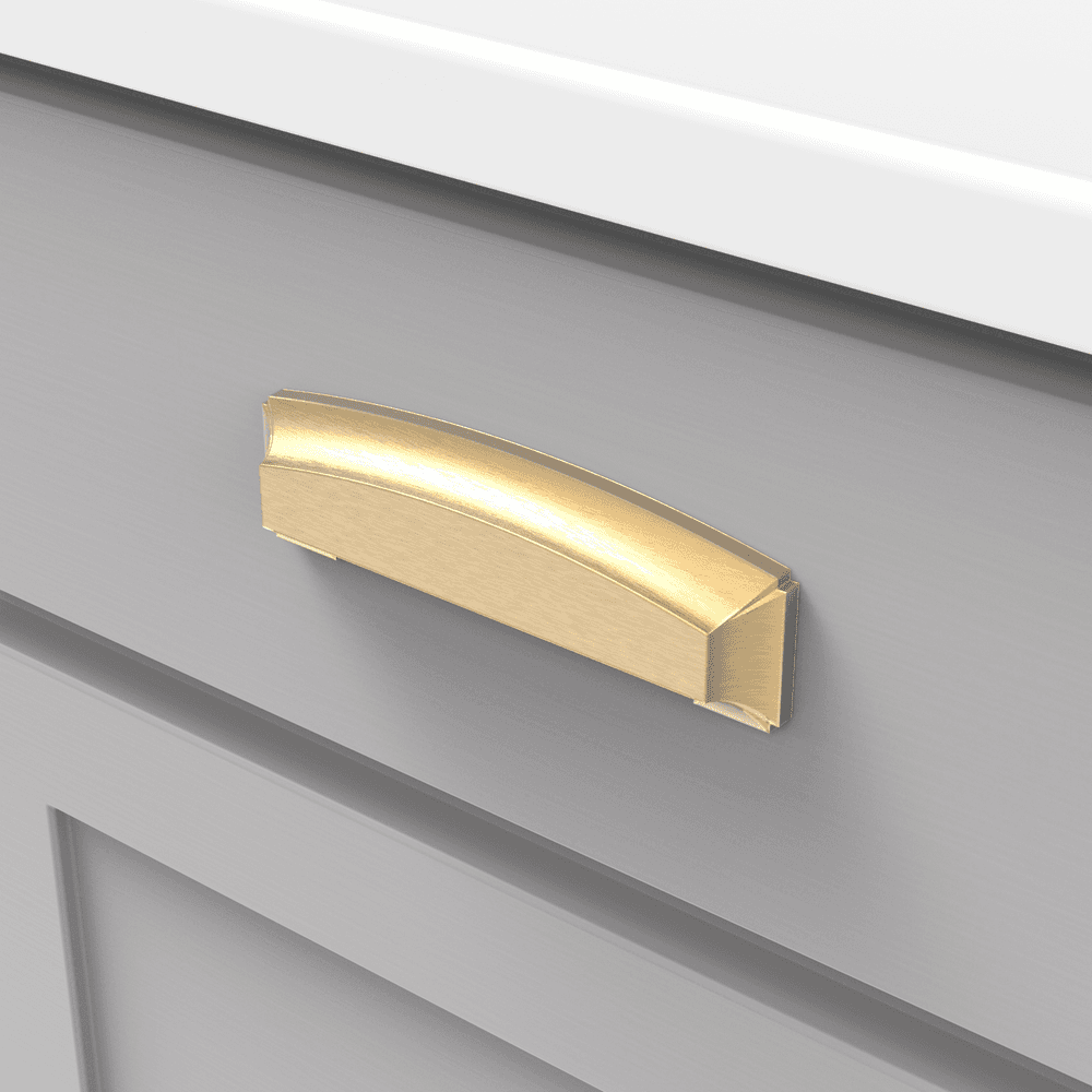 3" Bridges Cup Pull, Brushed Golden Brass Alt 2 - Image