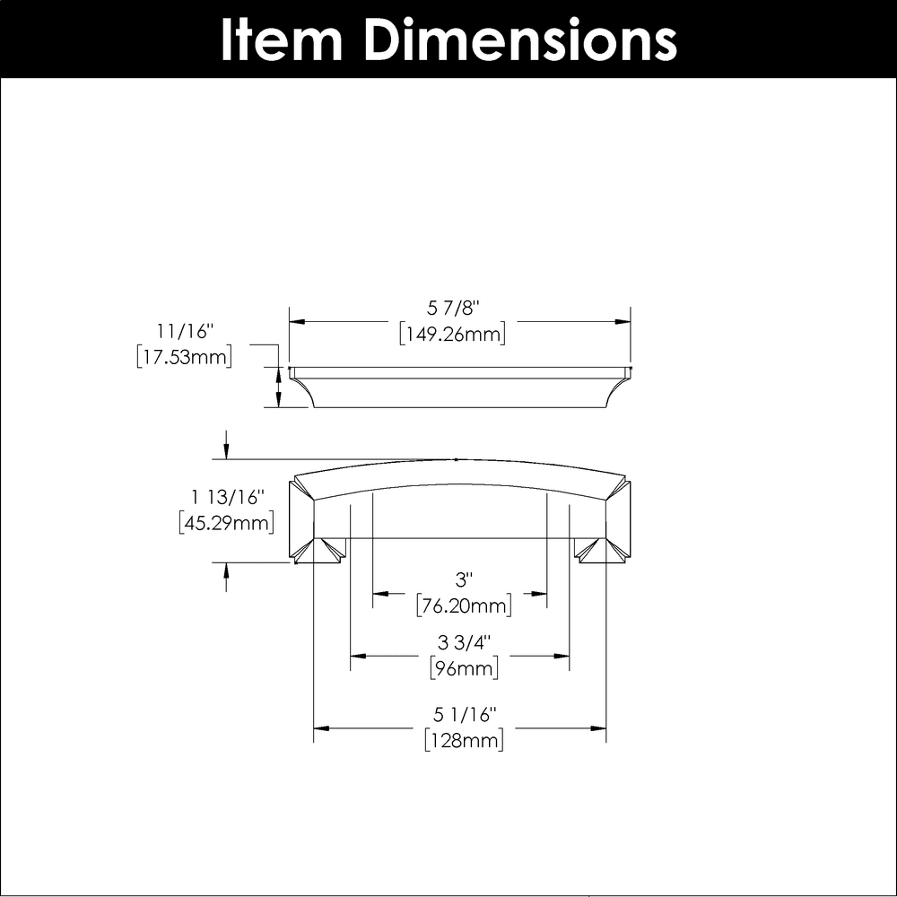3" Bridges Cup Pull, Chrome (5/Box) Alt 3 - Image