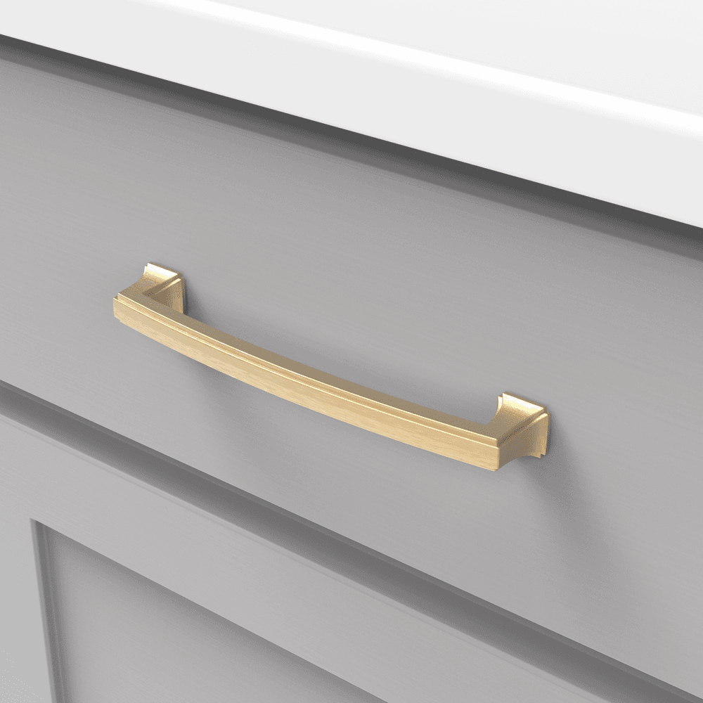 6-5/16" Bridges Cabinet Pull, Brushed Golden Brass Alt 2 - Image