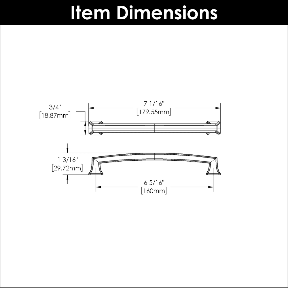 6-5/16" Bridges Cabinet Pull, Brushed Golden Brass Alt 3 - Image
