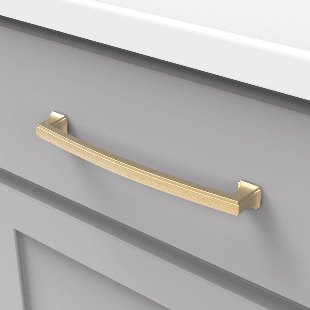7-9/16" Bridges Cabinet Pull, Brushed Golden Brass Alt 2 - Image