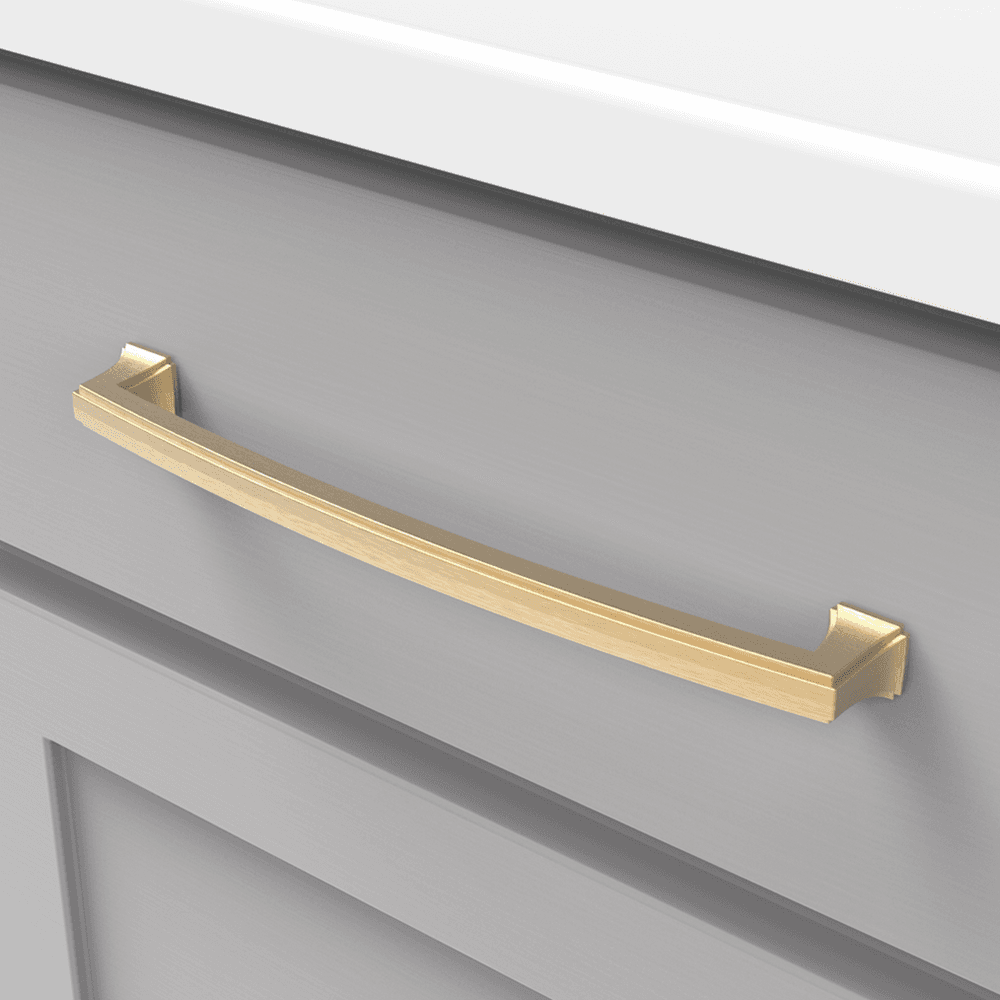 8-13/16" Bridges Cabinet Pull, Brushed Golden Brass Alt 2 - Image