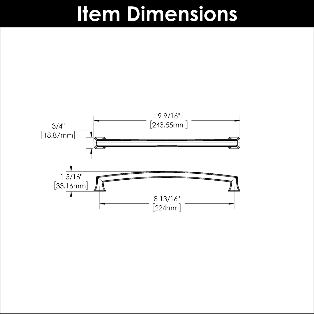 8-13/16" Bridges Cabinet Pull, Brushed Golden Brass Alt 3 - Image