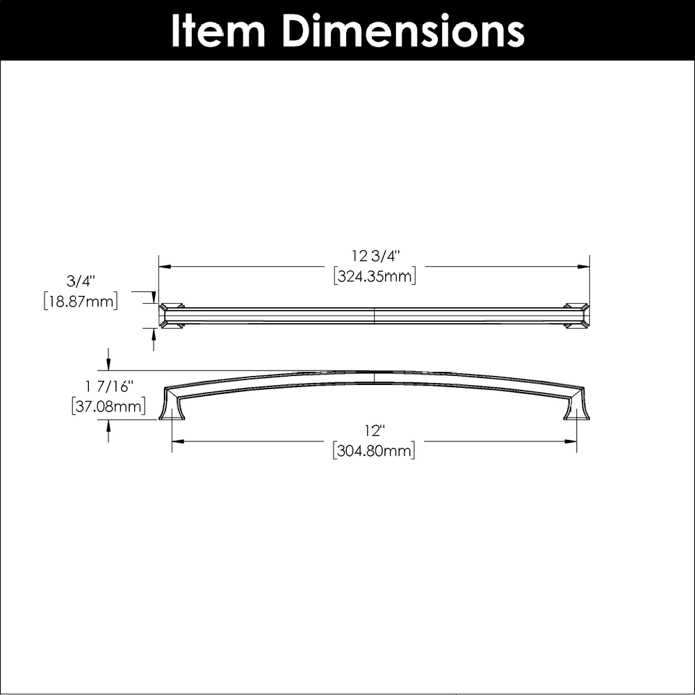 12" Bridges Cabinet Pull, Matte Black Alt 3 - Image