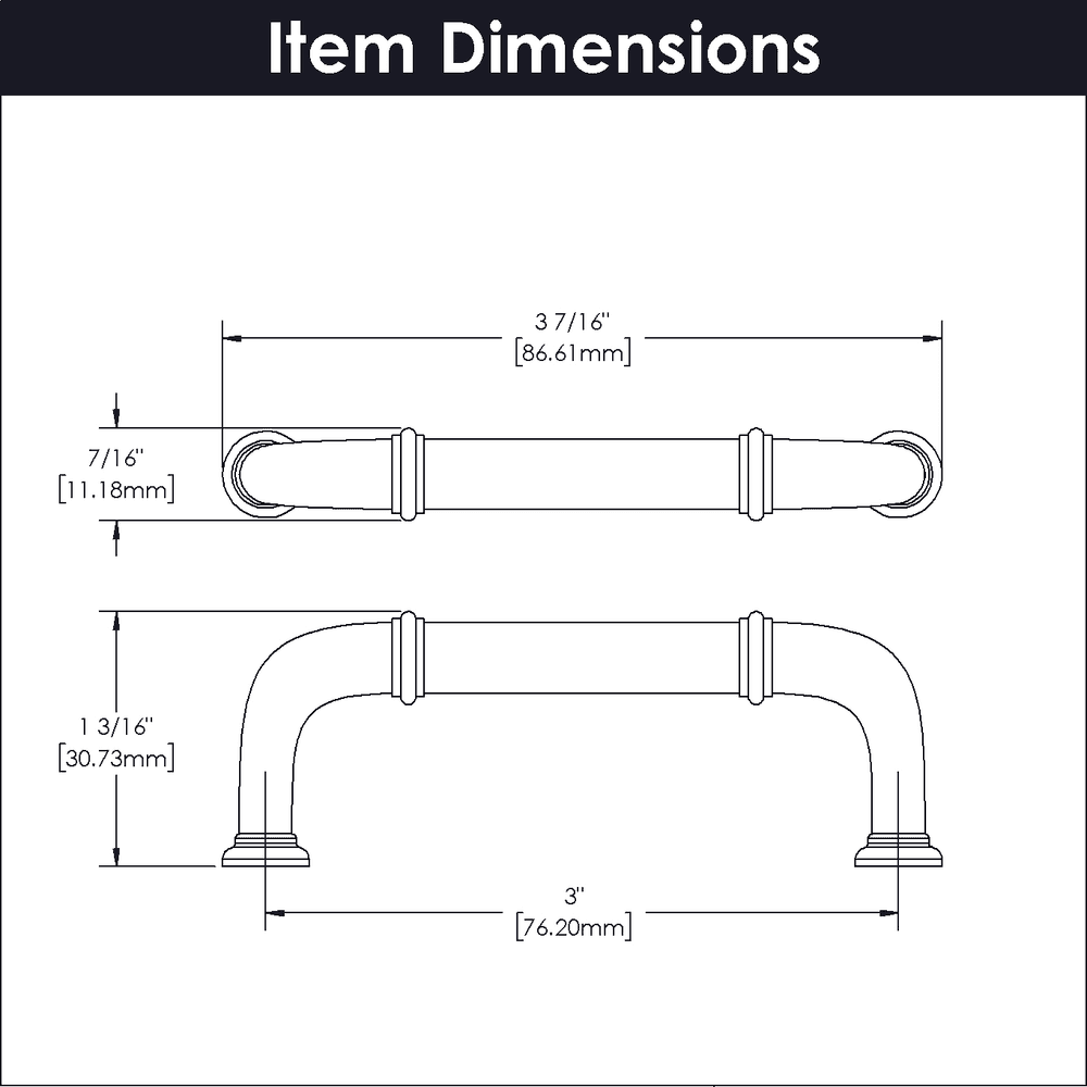 3" Cottage Cabinet Pull, Matte Black (10/Box) Alt 3 - Image