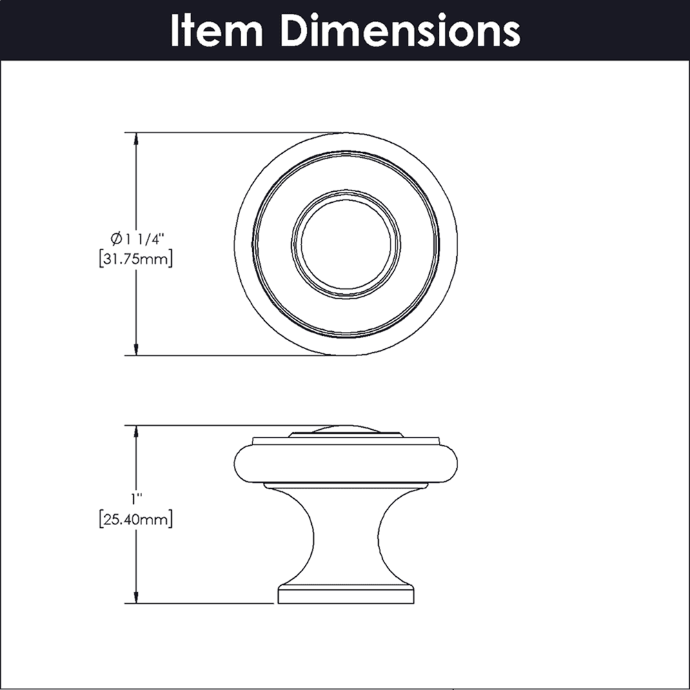 1-1/4" Cottage Mushroom Farmhouse Cabinet Knob, Matte Black (Box/10) Alt 1 - Image