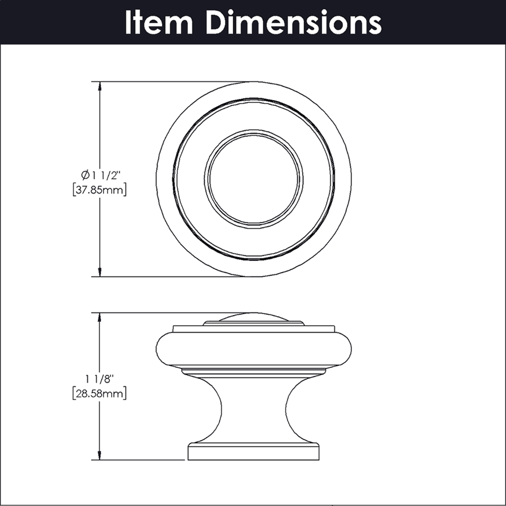 1-1/2" Cottage Cabinet Knob, Matte Black (Box/10) Alt 1 - Image