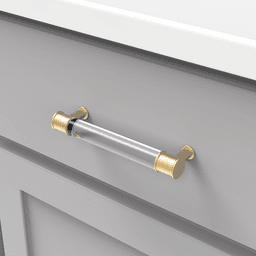 5-1/16" Midway Bar Pull, Crysacrylic/Brushed Golden Brass Alt 2 - Image