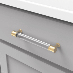 6-5/16" Midway Bar Pull, Crysacrylic/Brushed Golden Brass Alt 2 - Image