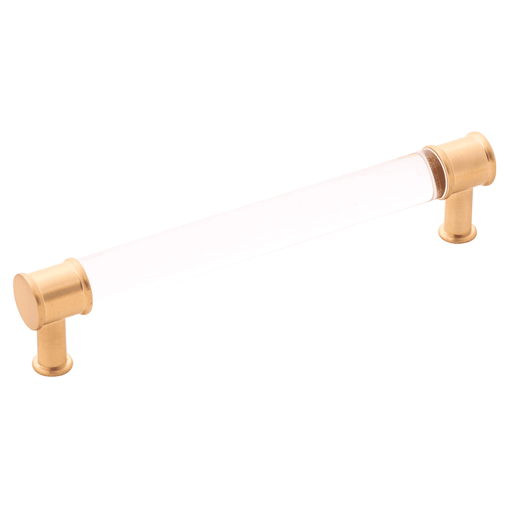6-5/16" Midway Bar Pull, Crysacrylic/Brushed Golden Brass Main - Image
