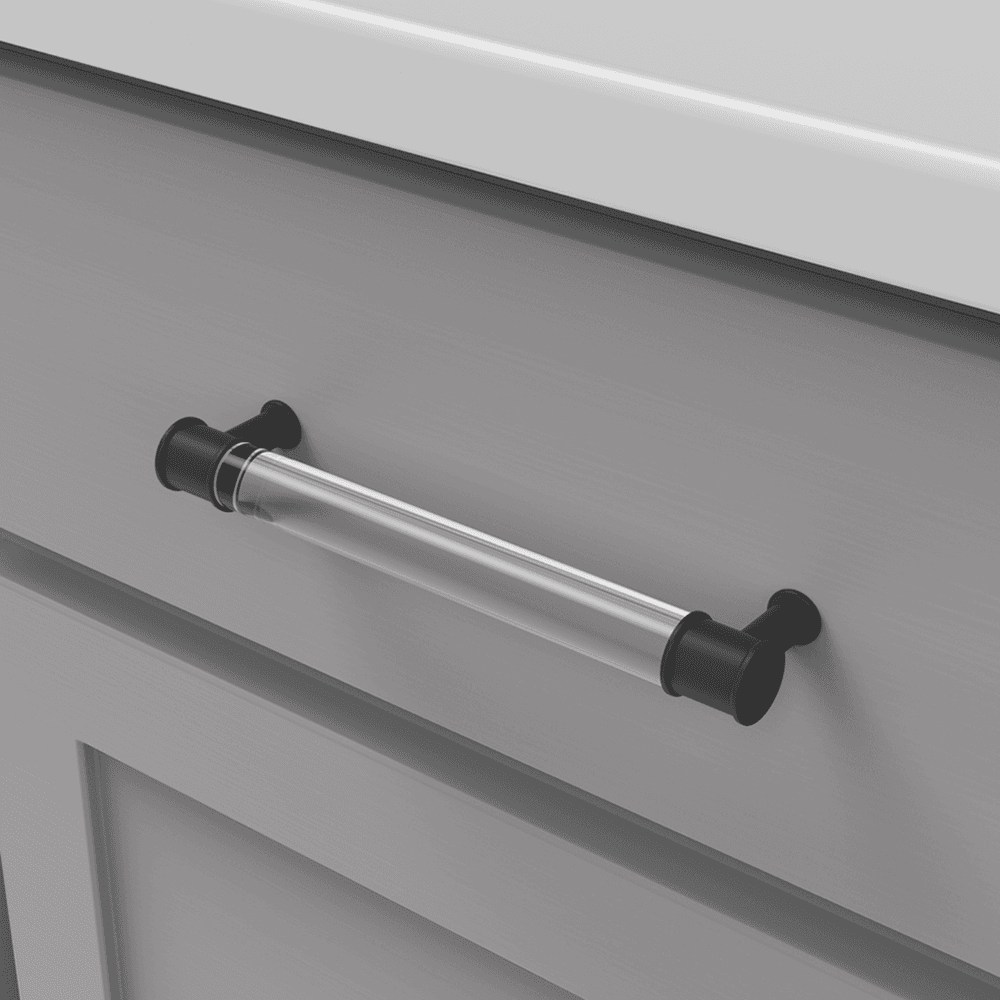 6-5/16" Midway Bar Pull, Crysacrylic/Matte Black (10/Box) Alt 2 - Image
