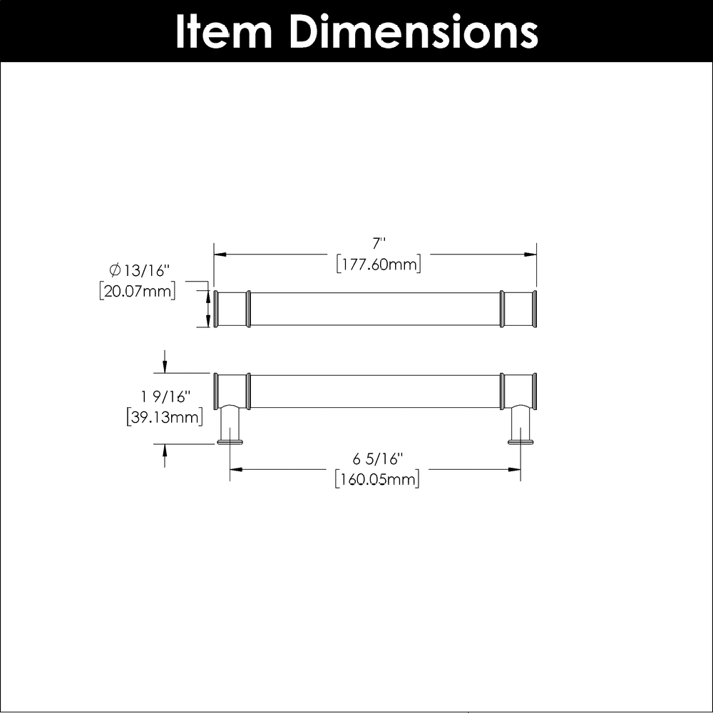 6-5/16" Midway Bar Pull, Crysacrylic/Matte Black (10/Box) Alt 3 - Image