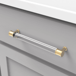 7-9/16" Midway Bar Pull, Crysacrylic/Brushed Golden Brass Alt 2 - Image