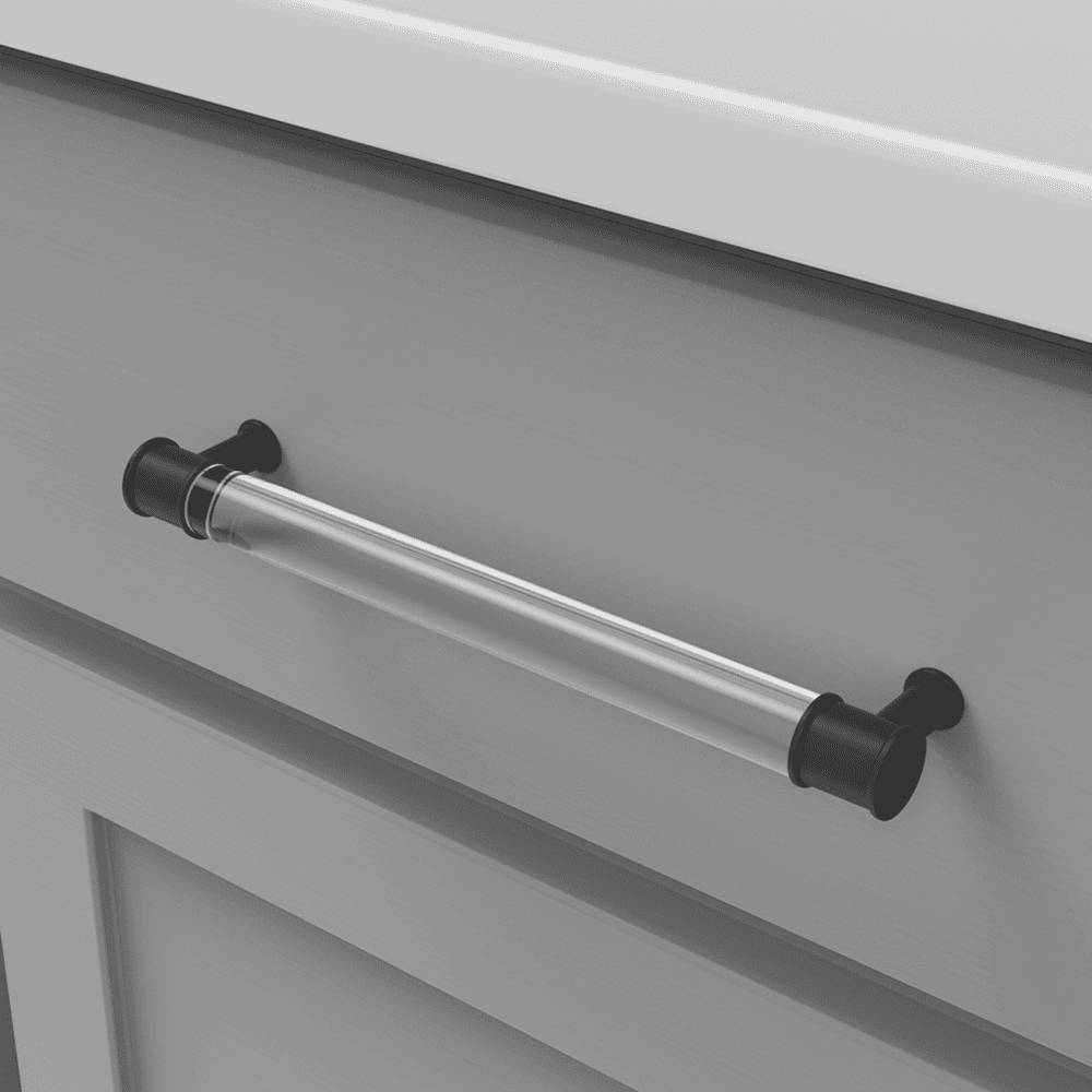 7-9/16" Midway Bar Pull, Crysacrylic/Matte Black (10/Box) Alt 2 - Image