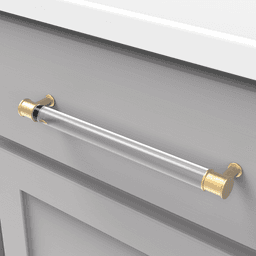 8-13/16" Midway Bar Pull, Crysacrylic/Brushed Golden Brass Alt 2 - Image