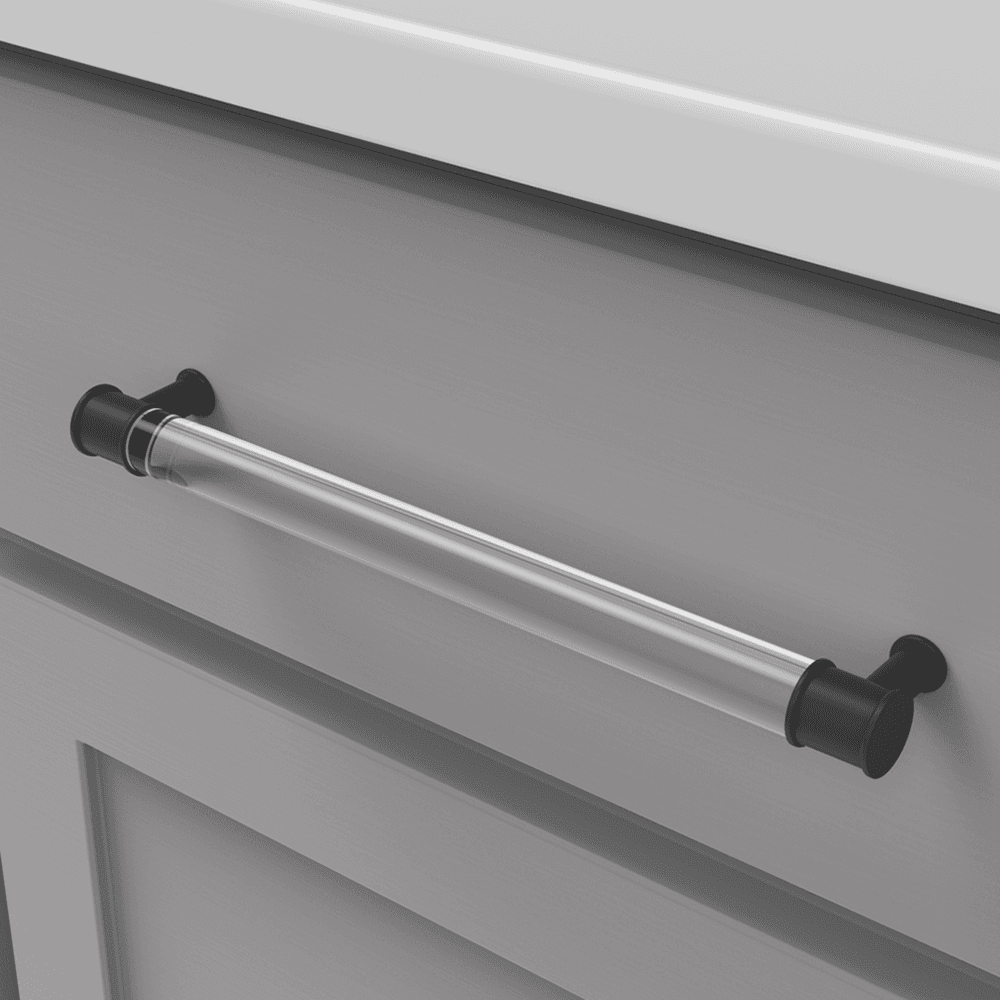 8-13/16" Midway Bar Pull, Crysacrylic/Matte Black (10/Box) Alt 2 - Image