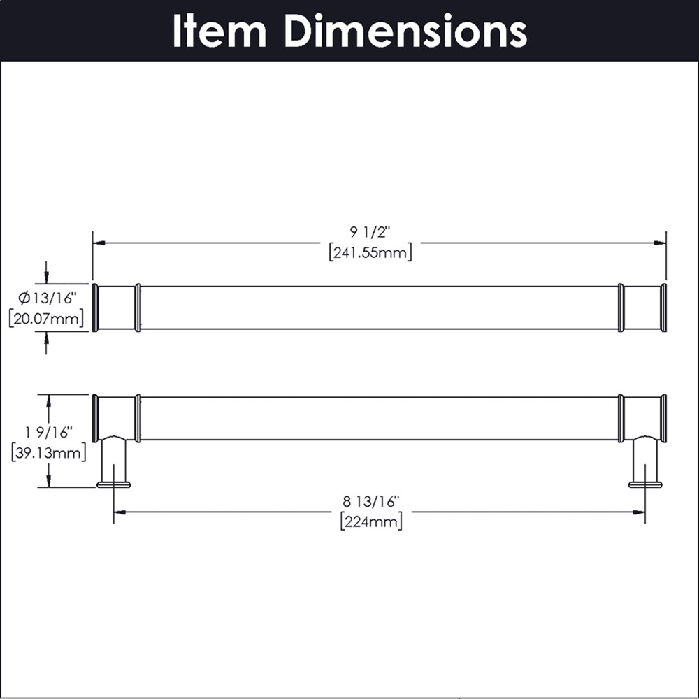 8-13/16" Midway Bar Pull, Crysacrylic/Matte Black (10/Box) Alt 3 - Image