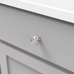 1" Midway Cabinet Knob, Crysacrylic/Brushed Golden Brass (Box/10) Alt 2 - Image