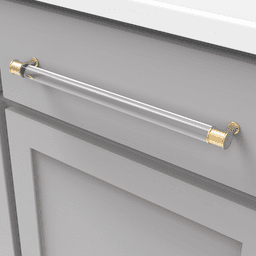 12" Midway Bar Pull, Crysacrylic/Brushed Golden Brass Alt 2 - Image