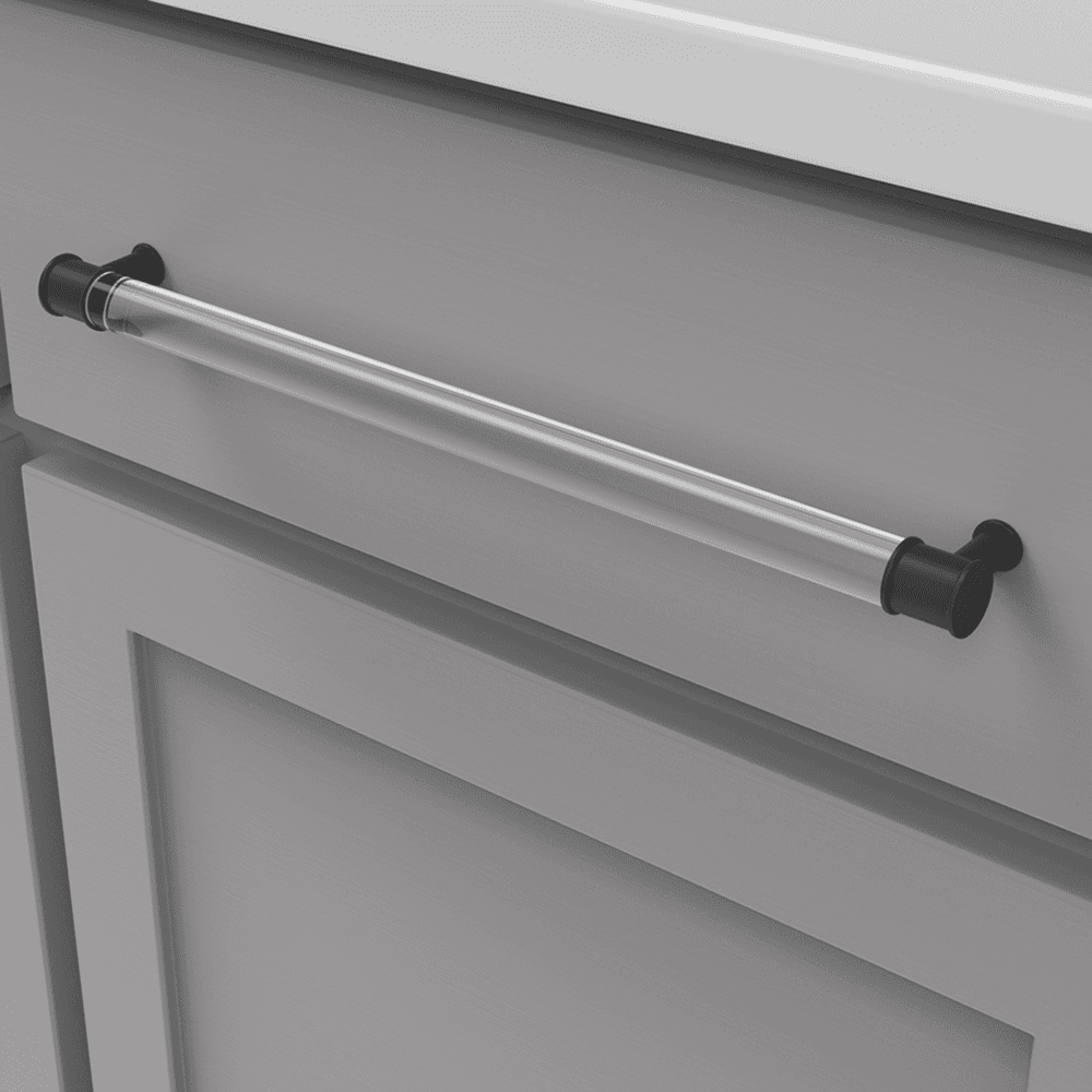 12" Midway Bar Pull, Crysacrylic/Matte Black (5/Box) Alt 2 - Image