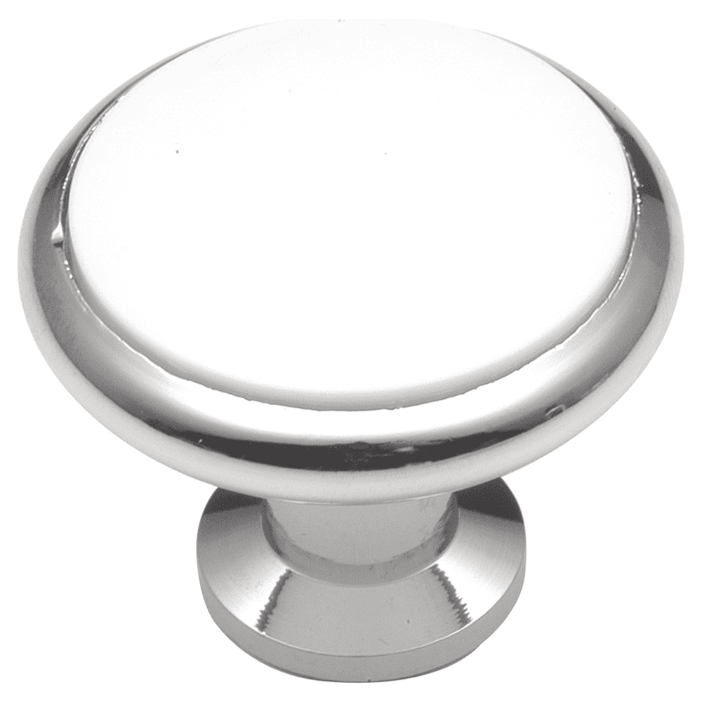 1-5/16" Tranquility Cabinet Knob, White Porcelain Chrome Main - Image
