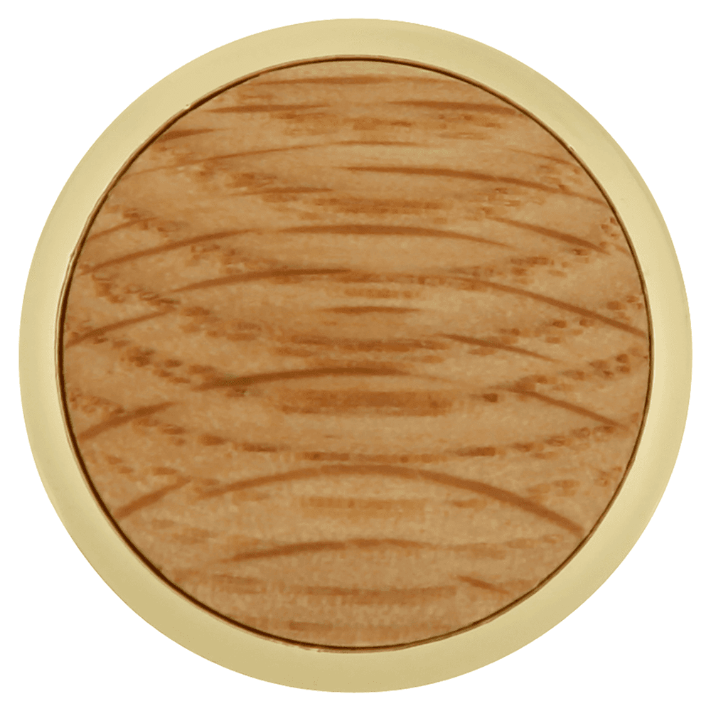 1-5/16" Woodgrain Round Cabinet Knob, Polished Brass/Oak Alt 1 - Image