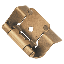 1/2" Overlay Semi-Concealed Full Wrap Hinge, Face Frame, Self-Close, Antique Brass Main - Image