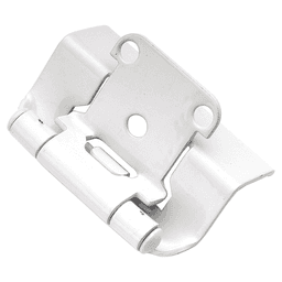 1/2" Overlay Semi-Concealed Full Wrap Hinge, Face Frame, Self-Close, White Powder Coat Main - Image