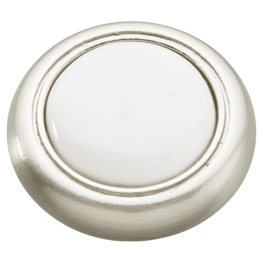 1-1/4" Tranquility Cabinet Knob, Satin Nickel/ White Main - Image