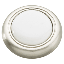 1-1/4" Tranquility Cabinet Knob, Satin Nickel/ White Main - Image
