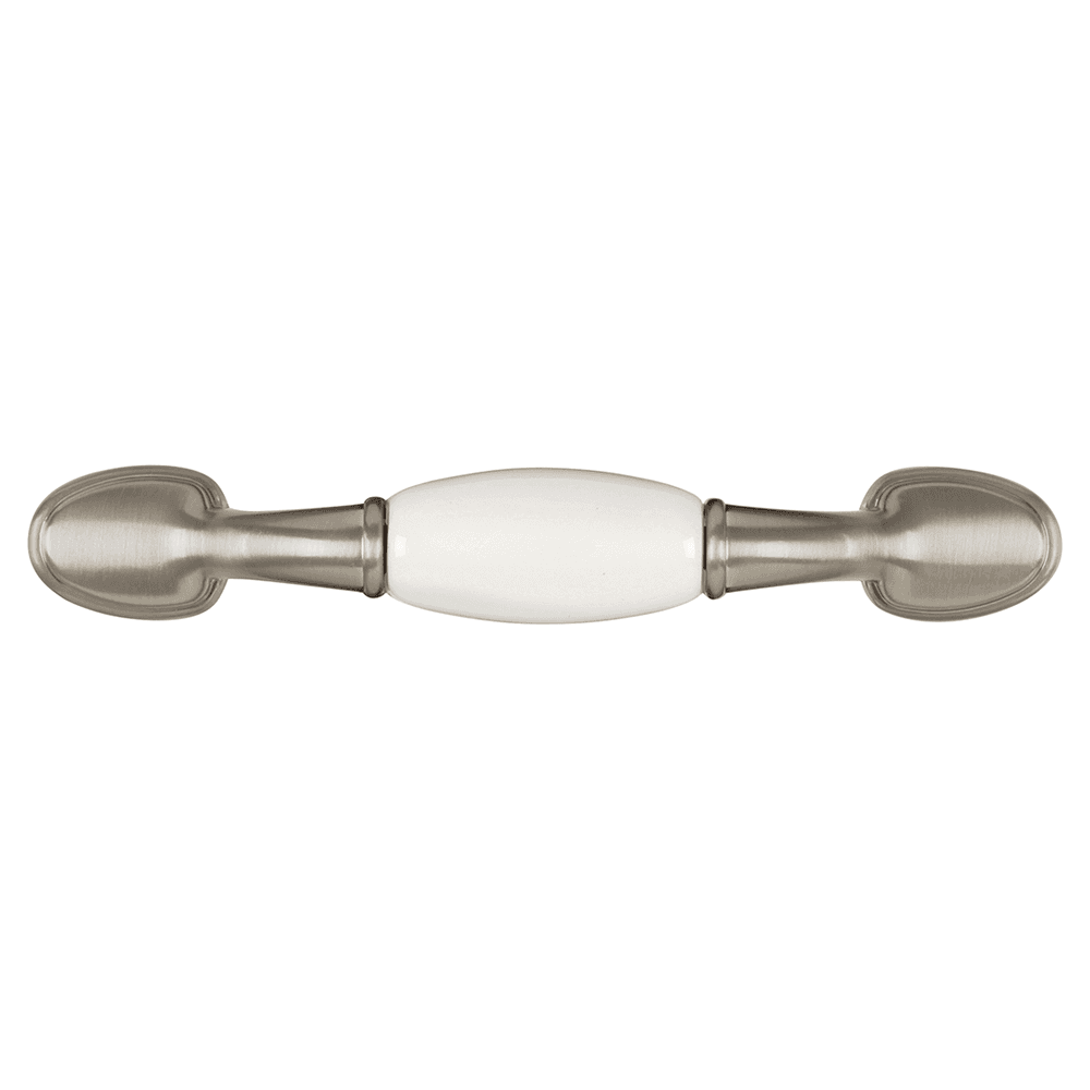3" Tranquility Cabinet Pull, Satin Nickel/White Alt 1 - Image