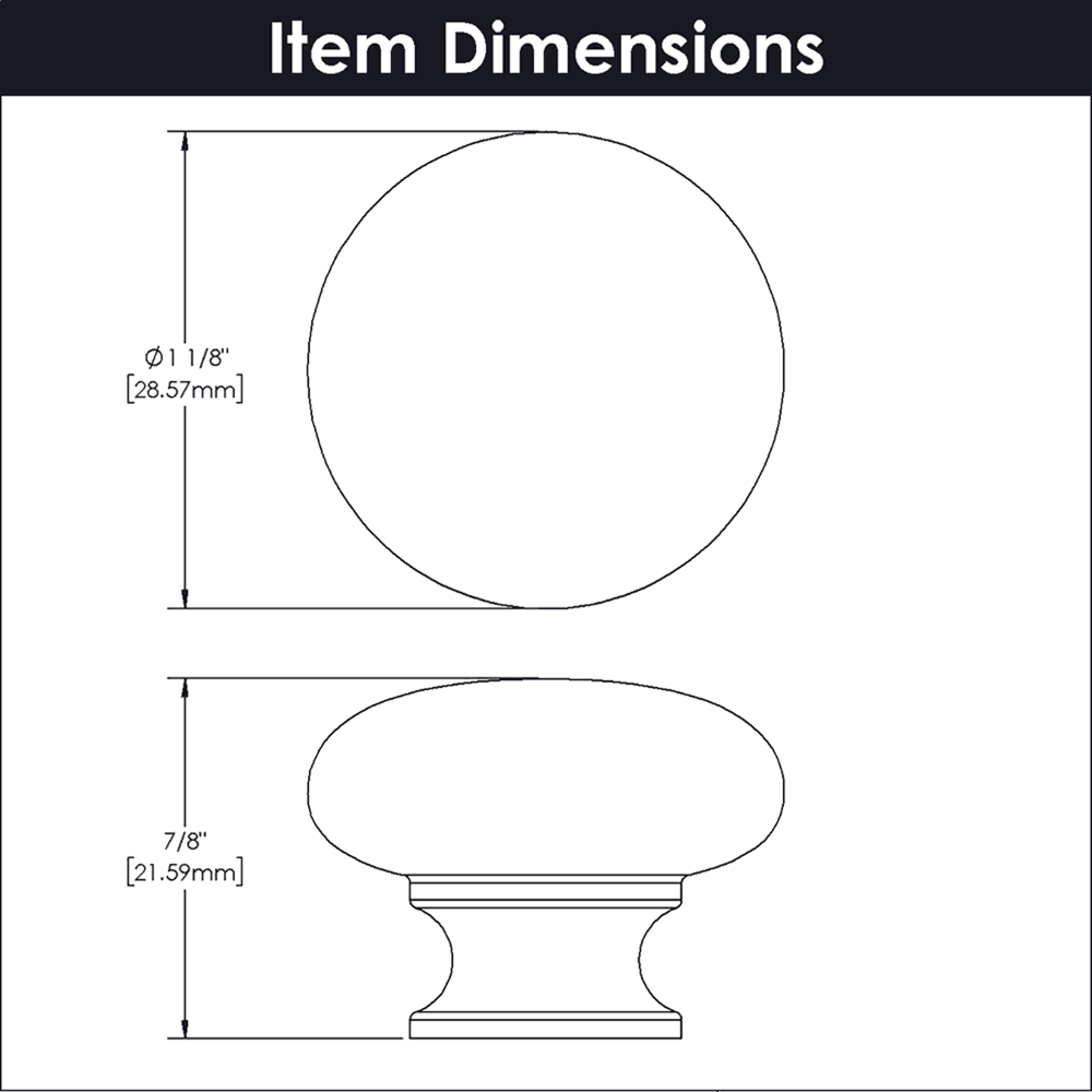 1-1/8" Cottage Cabinet Knob, Matte Black (Box/25) Alt 1 - Image