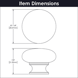 1-1/8" Cottage Cabinet Knob, Matte Black (Box/25) Alt 1 - Image