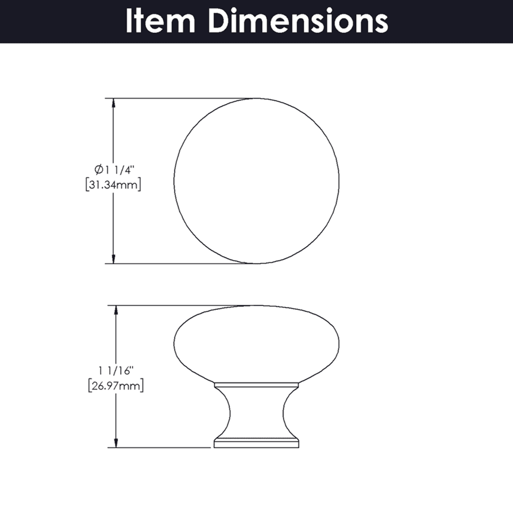 1-1/4" Cottage Cabinet Knob, Matte Black (Box/10) Alt 2 - Image