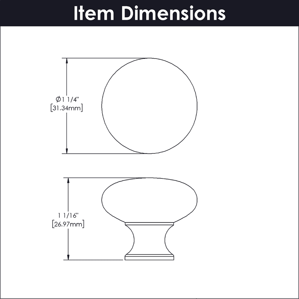 1-1/4" Cottage Cabinet Knob, Matte Black Alt 1 - Image