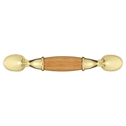 3" Woodgrain Cabinet pull, Polished Brass/Oak Alt 1 - Image